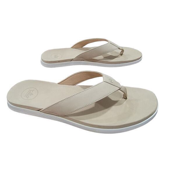 Peter Millar Men's Hyperlight Slide Flip Flop Tan Nubuck size 13 Comfort Leather - Picture 4 of 10